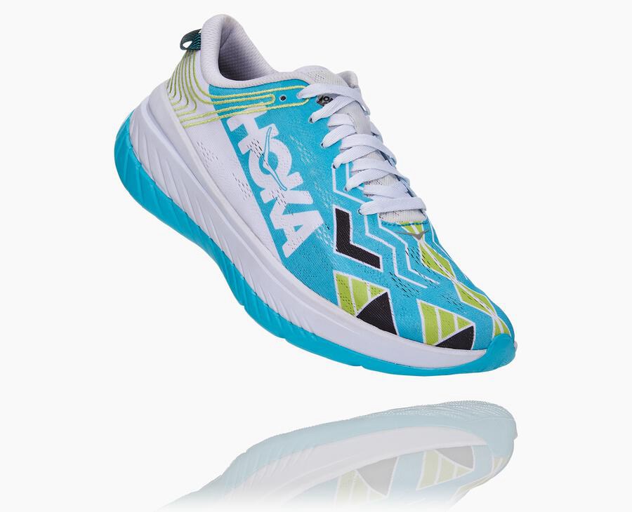 Running Shoes Mens - Hoka One One Ironman Kona Carbon X - Blue/White - JQXTWHK-75